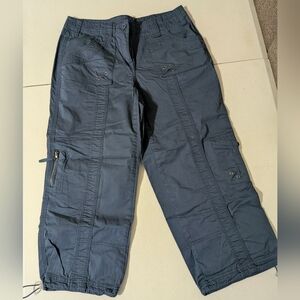 Style & Co Women's Blue Gray Capri Cargo Pants Size 6 Side Zip Utility Gorpcore